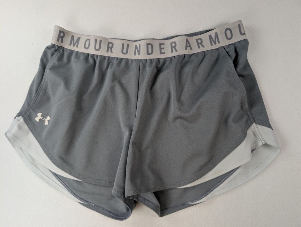 Under Armour HeatGear Gray White Loose Running Shorts Women’s Large